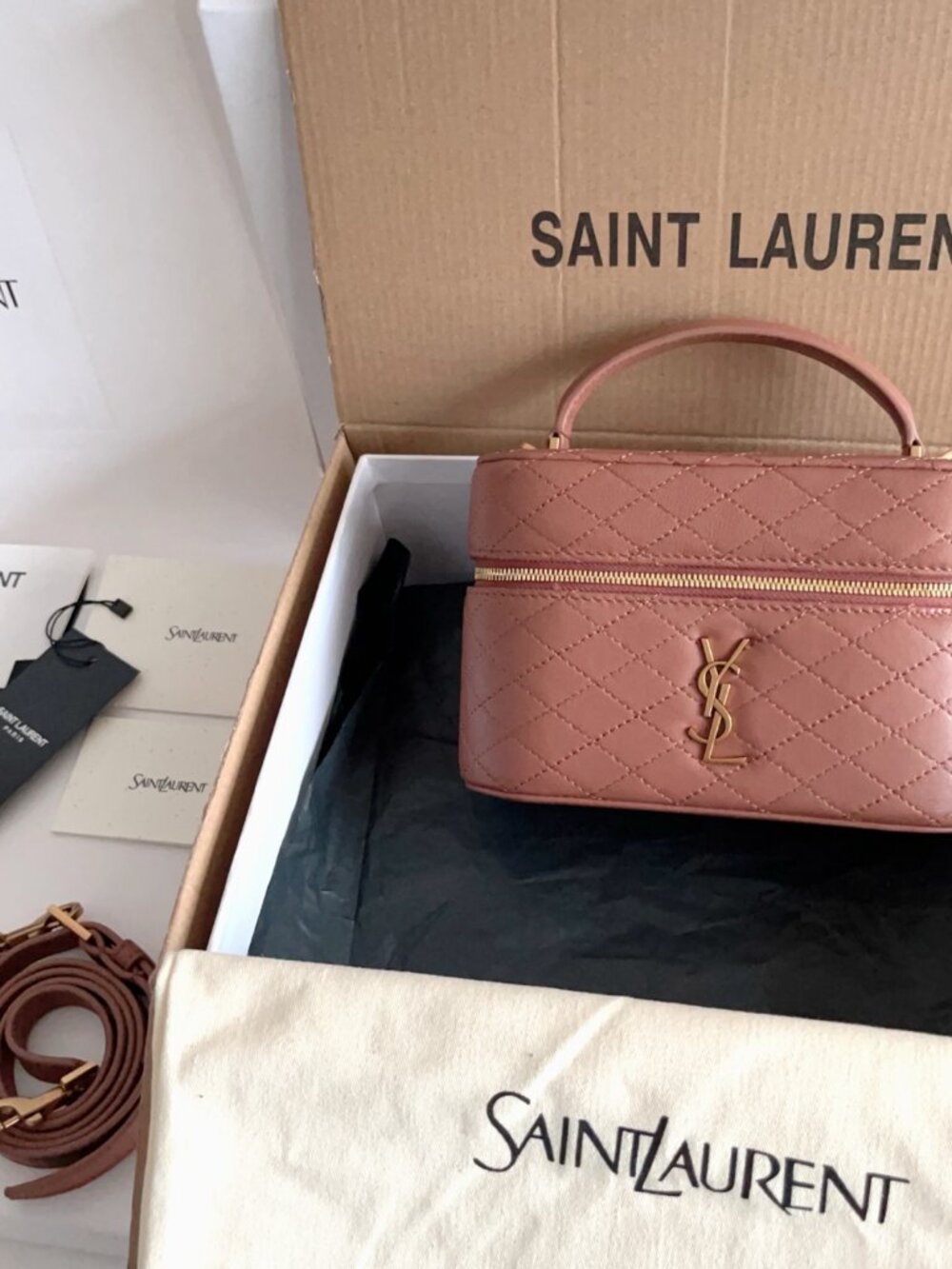 Saint Laurent Mini Vanity Case in Quilted Leather